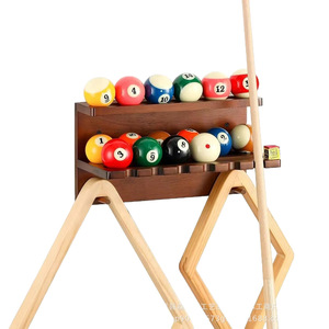 Wooden Wall Mounted Billiard Cue Rack With Ball Holder And Triangles For <b>Pool</b> Table <b>Accessories</b> - Product Image 2