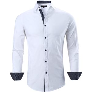 เสื้อเชิ้ตผู้ชายทรงปกติ แขนยาว ผ้าฝ้ายป๊อปลิน 100% กันยับ สำหรับธุรกิจ - Product Image 1