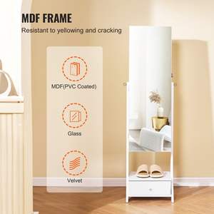 Full-Length White Standing <b>Mirror</b> <b>Jewelry</b> <b>Cabinet</b> with Storage <b>Jewelry</b> Organizers - Product Image 6