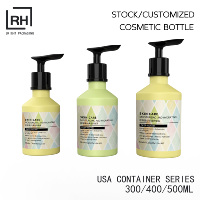 Bouteilles vides élégantes en plastique à col long de 500 ml, 400 ml, 300 ml pour shampoing, nettoyant corporel, nettoyant visage, crème pour les mains