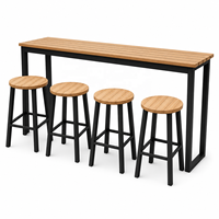 Ensemble de salle à manger commercial d'extérieur toutes saisons pour balcon, en plastique et bois composite, avec tables et chaises en polybois et bois de teck pour restaurant