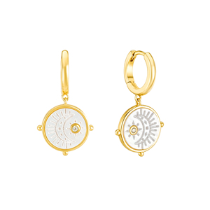 Delicados colgantes de concha de perla gota joyería fina pendientes de aro de Plata de Ley 925 para mujer - Product Image 1