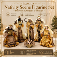 Ensemble de figurines de crèche en résine faites à la main, personnages de films et de séries TV, décoration de table religieuse de Noël, or et brun, pour exposition de fêtes