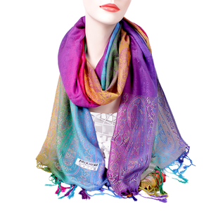 Jiaolan 2026 Luxurious Double Layered Jacquard Big <strong>Paisley</strong> <strong>Pashmina</strong> Shawl Wrap <strong>Scarf</strong> for Women Spring Long - Product Image 4