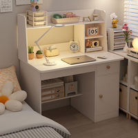 Escritorio de Computadora de MDF con Estantería Integrada y Almacenamiento, Diseño Ecológico que Ahorra Espacio para Oficina en Casa y Dormitorio