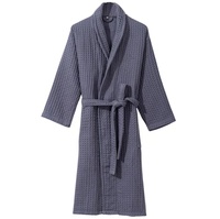 Peignoir en coton gaufré de haute qualité avec logo personnalisé, col en V, fermeture à cordon, séchage rapide, respirant, pour l'été et le printemps