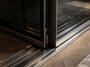 Armoire coulissante en verre de luxe moderne avec éclairage LED, système de <span class=keywords><strong>dressing</strong></span> sur mesure en noyer pour rangement de chambre - Product Image 2