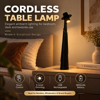 Lampe de table LED à pied haut en ABS, rechargeable par USB, à intensité variable, avec contrôle tactile, idéale pour chambre à coucher et chambre d'enfant