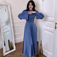 Robe de fête musulmane pour femmes, abaya en satin, kaftan marocain à lacets, robe longue islamique de Dubaï, robe arabe pour le Ramadan