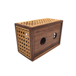 Caja de pañuelos tejida de bambú, 19,2x12,5x10cm, rectangular hecha a mano para sala de estar, escritorio de oficina, almacenamiento decorativo - Product Image 3