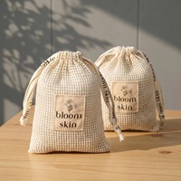 Sac réutilisable personnalisé pour fruits et légumes, imprimé avec un logo bio, sac en coton naturel à cordon pour le stockage des fruits et légumes