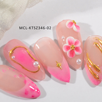 12 pièces mixte Kawai rose série fait à la main Nail Art 5D jaune acrylique à la main fleur breloques conception saint valentin ongles acrylique fleur