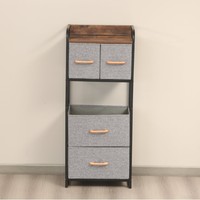 Commode de rangement en tissu durable à 4 niveaux, organisateur de rangement en tissu, commode à 5 tiroirs, étagère de rangement verticale en métal