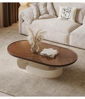 Nouvelle table basse ovale de salon de designer en placage de noyer, moderne, pliable, écologique, de haute qualité, avec rangement intégré