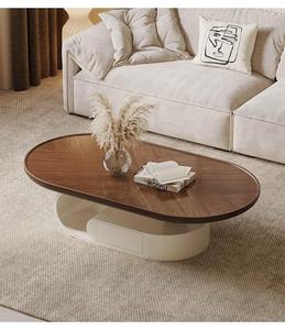 Nuovo <span class=keywords><strong>Tavolino</strong></span> da Caffè Ovale di Design in Impiallacciatura di <span class=keywords><strong>Noce</strong></span>, Moderno, Pieghevole, Ecologico, di Alta Qualità per Soggiorno con Vano Portaoggetti - Product Image 4