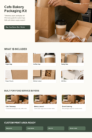 Kit d'emballage personnalisé pour café et boulangerie avec sac en papier, manchon pour gobelet, boîte à pâtisserie, pochette, autocollant, serviette, carte, boîte cadeau en gros