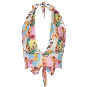 Hanging Neck Character Printed Tie <b>String</b> V-Neck Sleeveless Vest Women's <b>Top</b> Fashion - Product Image 6