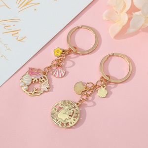 Porte-clés créatif série Océan pour filles, mignon, à suspendre au sac d'école, en métal, avec anneau unique - Cadeau personnalisé, pendentif pour clés de voiture - Product Image 2