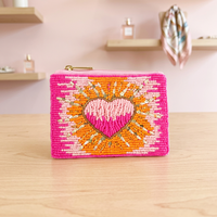 Porte-monnaie carré en coton fait main avec perles, broderie multicolore, fermeture éclair, logo personnalisé, cadeau promotionnel