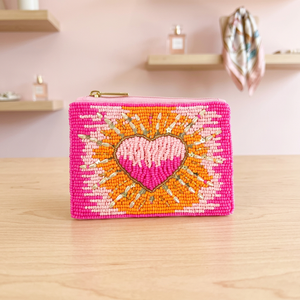 Porte-monnaie carré en coton fait main avec perles, broderie multicolore, fermeture éclair, logo personnalisé, cadeau promotionnel - Product Image 2