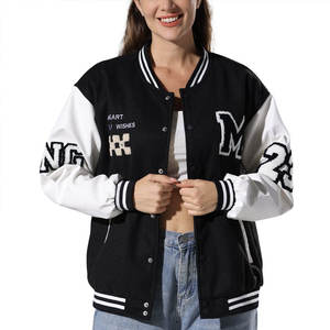 Chaqueta Varsity de Manga Larga con Estampado Transpirable, Estilo Nuevo, para Mujer, Corte Ajustado, con Parches Bordados, Diseño Personalizado, Ropa Urbana para Exteriores - Product Image 1