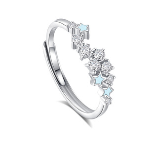 Bagues de mariage vintage en argent sterling 925 avec étoile lumineuse pour hommes et femmes, incrustées de zircone cubique pour fiançailles, fêtes et anniversaires - Product Image 6