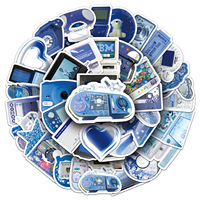 50 pièces Vintage bleu Y2K Ins mode Graffiti autocollants pour bagages téléphone bricolage décor Album Scrapbook autocollant