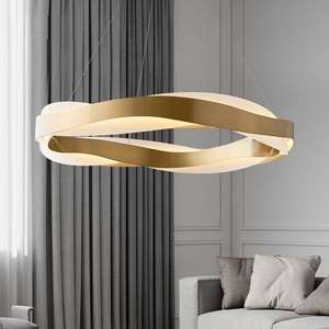 New Living Room Stainless Steel Creative Acrylic Circular Gold <b>Ring</b> Pendant <b>Light</b> with Acrylic and Gold - Product Image 1