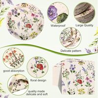 Ensemble de 400 assiettes et fourchettes jetables en papier à motifs floraux aquarelle pour mariage printanier, fête du thé, enterrement de vie de jeune fille, fête prénatale