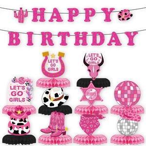 Ornamento rosa a nido d'ape per festa da Cowboy compleanno ragazza tavolo centro a nido d'ape terrazza decorazione per festa Cowgirls - Product Image 6
