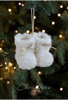 Handgefertigte Plüsch-Weihnachtsstiefel-Ornamente, Bunte Flauschige Kurze Stiefelchen mit Schleife für Weihnachtsbaum-Hängedekoration