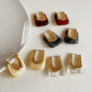 Phantasie schillernden fächerförmigen Acetat Acryl Kunststoff Harz <span class=keywords><strong>Juhu</strong></span> Ohrring Frauen Ohrringe - Product Image 1