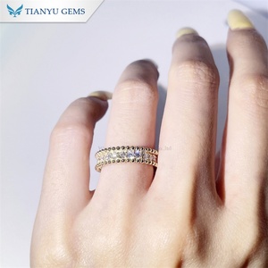 Tianyu Gems 18K oro amarillo banda completa 2,2mm Moissanite diamantes anillo para mujeres compromiso - Product Image 4