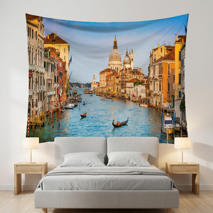 Tapisserie murale en polyester imprimée Ciel Bleu Colisée, éclairage naturel intérieur, lavable en machine, décoration murale, vente en gros - Product Image 1