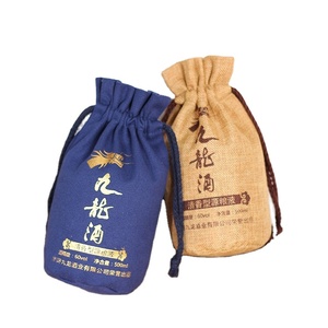 Wholesale Eco-Friendly Recycled Jute Material Gift <b>Bag</b> Customized Logo Drawstring with <b>Rope</b> Handle Foldable Style for Shopping - Product Image 4