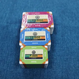 Logo chip kasino kustom 12g chip Poker keramik 2 kartu bermain dengan kotak aluminium