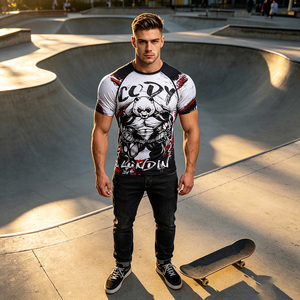 <span class=keywords><strong>Camiseta</strong></span> Deportiva Fitspi con Estampado Animal 3D, Tejido Casual de 180g, Cuello Redondo, Manga Corta para <span class=keywords><strong>Hombre</strong></span>, Corte Regular, Venta al Por Mayor - Product Image 3