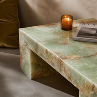 Table basse en onyx vert, meubles de salon de luxe en pierre naturelle, table centrale rectangulaire en marbre poli pour maison moderne