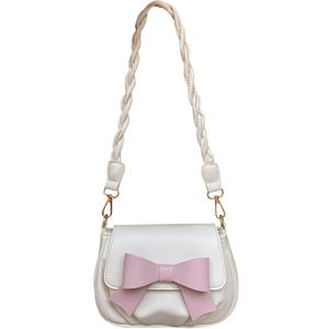 Sac rond mignon avec nœud papillon, couleur blanc cassé, boucle magnétique, bandoulière simple, style féminin, usage quotidien - Product Image 5