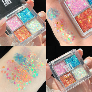 Palette de fards à paupières gel scintillants haute pigmentation quatre couleurs pour scène, fête, maquillage sirène et smoky – Cosmétiques de beauté - Product Image 1