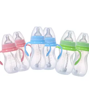 BPA Free Infant Baby Wide Mouth Nipple Bottle Silicone Newborn Baby Straw Bottle With Gravity Ball Feeding Bottle For Kids