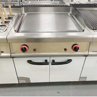 Plaque de cuisson professionnelle à gaz avec armoire, double contrôle de température GPL/GN, équipement de grillade rapide pour burgers, vente en gros usine