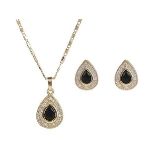 Ensemble de bijoux fleur et goutte d'eau plaqué or 18 carats, collier et boucles d'oreilles tendance en alliage de cuivre, nouvelle collection - Product Image 3