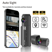 Caméra de visée automatique Caméra de tableau de bord 4K Affichage HD Vision nocturne Enregistrement en boucle Caméra de tableau de bord boîte noire de voiture 2K