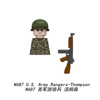 Figurines Militaires de la Seconde Guerre Mondiale, Série Rangers de l'Armée Américaine, 6 Styles, Ensemble de Fusils M1, BAR, Thompson, Bazooka, Jouets DIY, Vente en Gros N683-N688