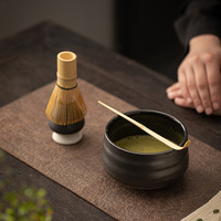 Bol à Matcha en céramique rétro de style japonais et ensemble de fouet à thé en bambou Nouveaux outils de cérémonie du thé au design traditionnel