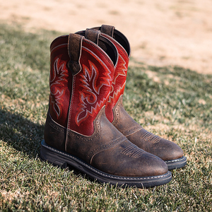 <span class=keywords><strong>Bottes</strong></span> de cowboy de style occidental rétro pour hommes semelle extérieure en <span class=keywords><strong>caoutchouc</strong></span> antidérapante <span class=keywords><strong>bottes</strong></span> en cuir véritable chaussures hommes <span class=keywords><strong>bottes</strong></span> du désert à bout carré - Product Image 3
