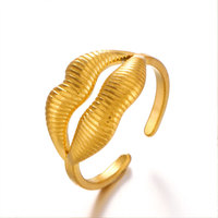 Bague en acier inoxydable 316L plaqué or PVD 14k 18k, non ternissable, personnalisée, motif lèvres, pour femme
