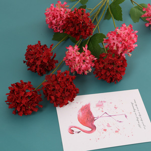 Fleur artificielle Xinxin à 5 têtes, 76 cm, Hortensia blanc et rose en tissu givré, Décoration intérieure, Décoration de mariage - Product Image 3
