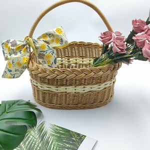 Cesta <span class=keywords><strong>de</strong></span> Almacenamiento <span class=keywords><strong>de</strong></span> Plástico Tejido, Ecológica, Moderna, Multiusos, Portátil, <span class=keywords><strong>para</strong></span> Picnic al Aire Libre, Organización <span class=keywords><strong>de</strong></span> Frutas, Uso como Regalo, Venta al Por Mayor - Product Image 2